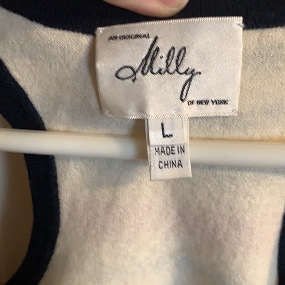 Milly striped racerback knit tank top with attached bra size L - Picture 4 of 5